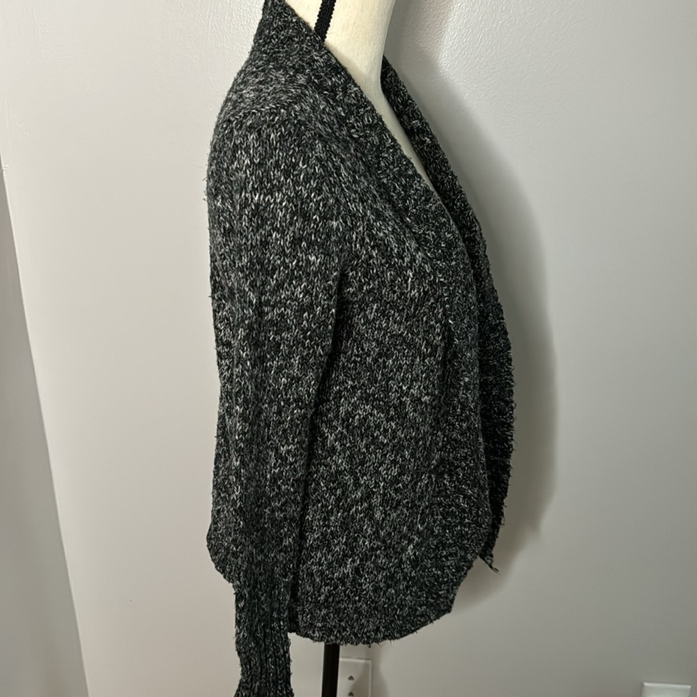 ***St. John’s Bay Women’s Black Heathered Long Sleeve Open Cardigan Sweater Sz S - Picture 2 of 4